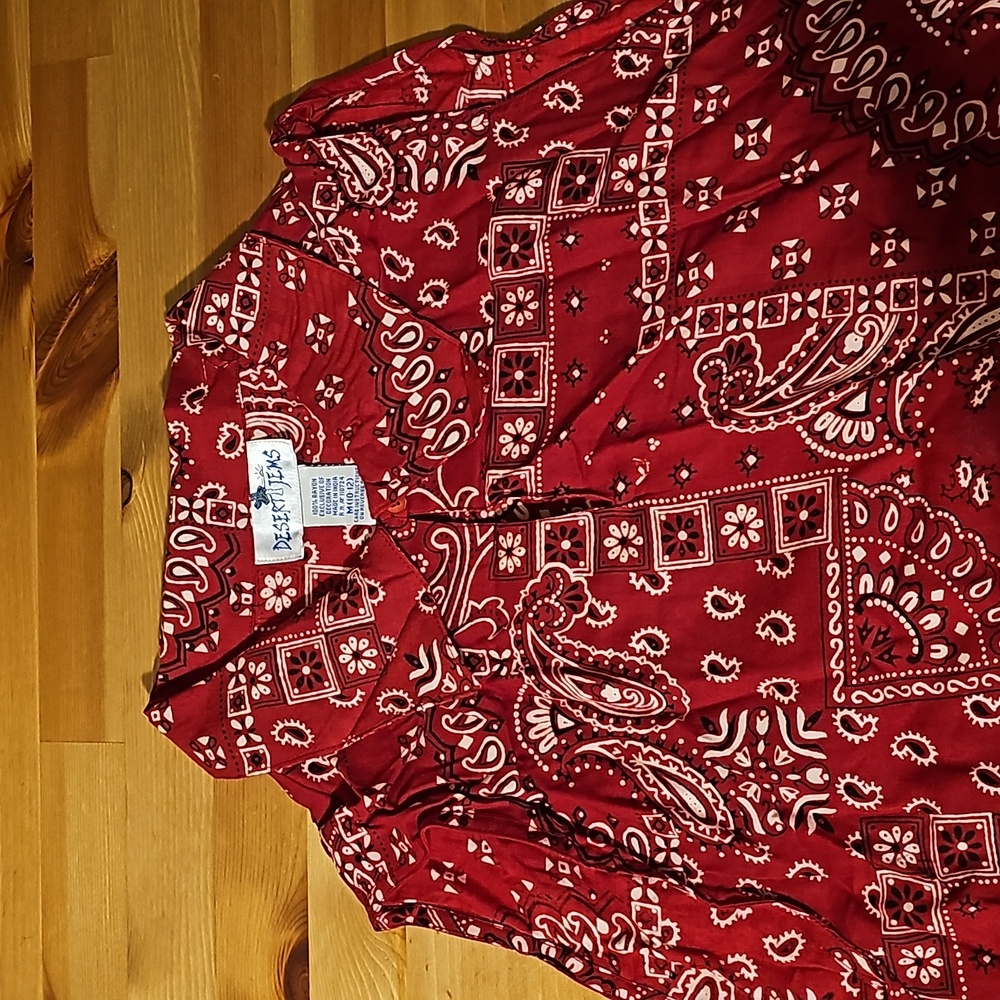 Desert Jems - Women's Red bandana Dress Paisley Print -Size M (10-12) - Picture 6 of 7
